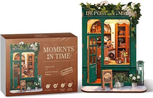 Spilay DIY Book Nook Kit Dollhouse DIY Miniature Wooden Furniture Kit,Mini Handmade Doll House Model, Bookends Model Kit with dust Cover & LED for Teens and Adults Gifts（Florist' S on Spring Lsle） in Kuwait