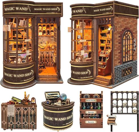 Spilay DIY Book Nook Kit Dollhouse DIY Miniature Wooden Furniture Kit,Mini Handmade Doll House Model, Bookends Model Kit with dust Cover & LED for Teens and Adults Gifts（Florist' S on Spring Lsle） in Kuwait