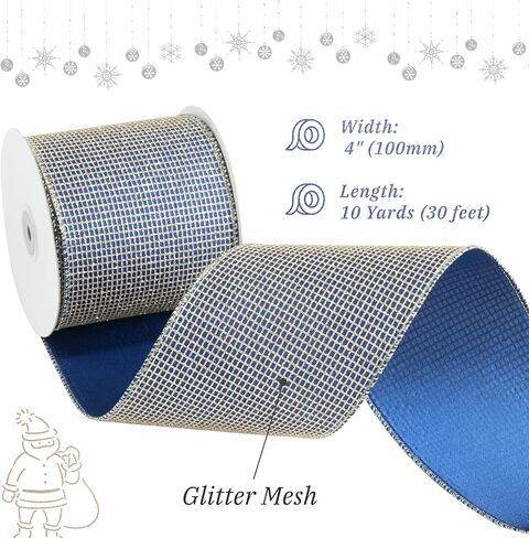 Moss Green and Gold Ribbon Wired 4 "× 10 ياردة خضراء مع شريط شمبانيا Gold Glitit in Kuwait