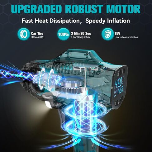 Upgraded Cordless Tire Inflator Air Compressor for Dewalt 20V Max Battery: Portable Handheld Air Pump with Digital Pressure Gauge for Cars Motorcycles Bikes Sport Balls in Kuwait