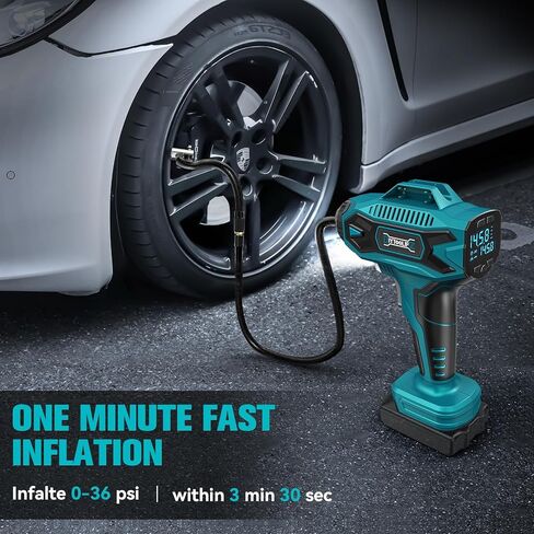 Upgraded Cordless Tire Inflator Air Compressor for Dewalt 20V Max Battery: Portable Handheld Air Pump with Digital Pressure Gauge for Cars Motorcycles Bikes Sport Balls in Kuwait