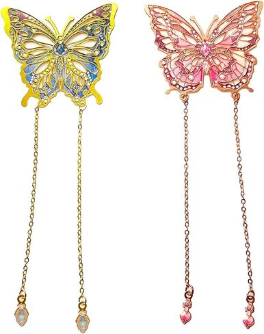 2 Pieces Butterfly Bookmarks, Metal Bookmarks, Unique Gifts Book Markers for Women Readers Girls Book Lovers, Christmas Gifts, New Year Gifts Birthday Gifts, Valentines Day Gifts (Style1) in Saudi Arabia