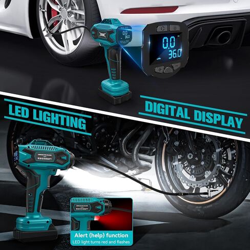 Upgraded Cordless Tire Inflator Air Compressor for Dewalt 20V Max Battery: Portable Handheld Air Pump with Digital Pressure Gauge for Cars Motorcycles Bikes Sport Balls in Kuwait