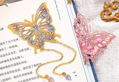 2 Pieces Butterfly Bookmarks, Metal Bookmarks, Unique Gifts Book Markers for Women Readers Girls Book Lovers, Christmas Gifts, New Year Gifts Birthday Gifts, Valentines Day Gifts (Style1) in Saudi Arabia