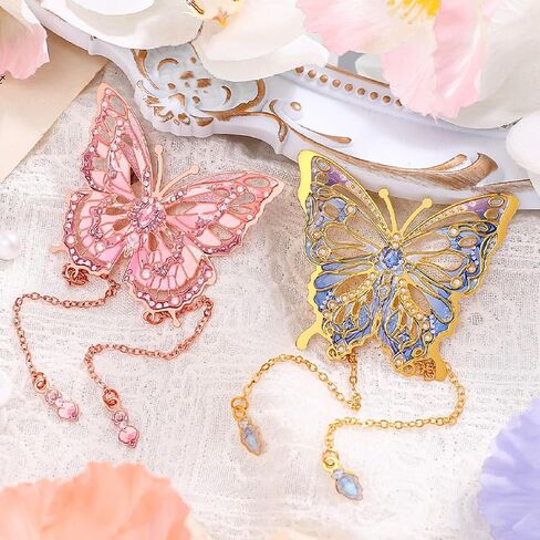 2 Pieces Butterfly Bookmarks, Metal Bookmarks, Unique Gifts Book Markers for Women Readers Girls Book Lovers, Christmas Gifts, New Year Gifts Birthday Gifts, Valentines Day Gifts (Style1) in Saudi Arabia