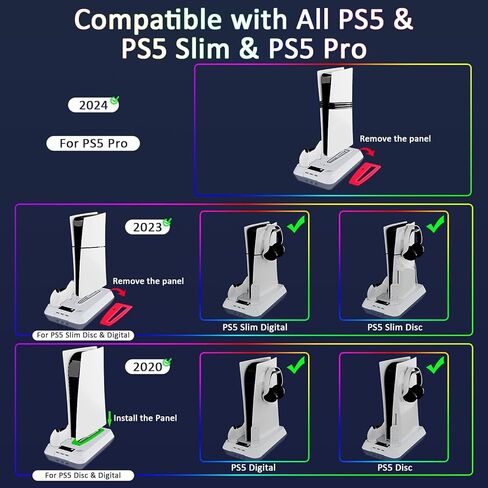 محطة تبريد PS5 وحامل PS5 النحيف ومروحة توربو مع محطة شحن وحدة التحكم لجهاز PlayStation 5 وأطقم ملحقات PS5 in Kuwait
