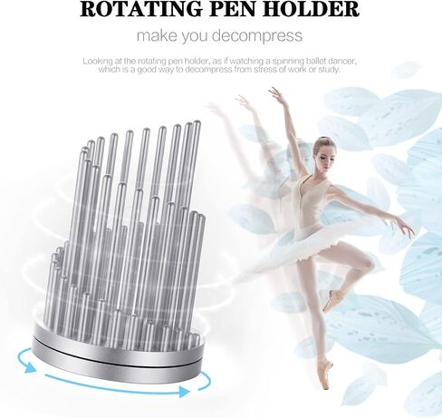 Pen Holder, Pen Holder for Desk 360° Rotating Pencil Holder Aluminum Alloy Pen Organizer Office Decor Anti-Slip Desk Pen Cup Holder Commuters Student Gift for Office Home School in Saudi Arabia