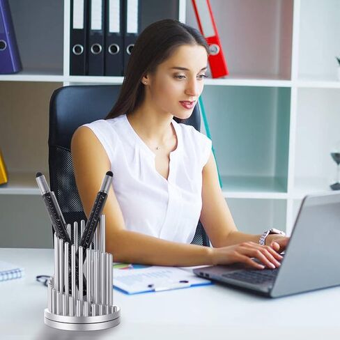 Pen Holder, Pen Holder for Desk 360° Rotating Pencil Holder Aluminum Alloy Pen Organizer Office Decor Anti-Slip Desk Pen Cup Holder Commuters Student Gift for Office Home School in Saudi Arabia