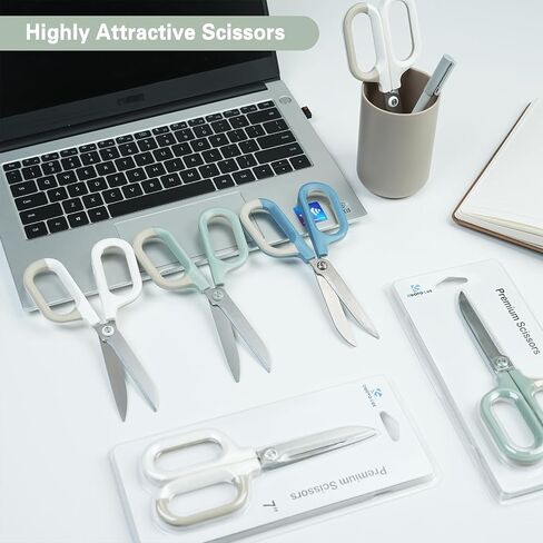 مقص المكاتب البيضاء مع مقابض القفز المريح ، مقص لطيف ، مقص حافل للحرف اليدوية للفن DIY ، الخياطة ، النسيج ، الطالب ، المعلم ، واستخدام المنزل (7 "، أبيض -1pack) in Saudi Arabia