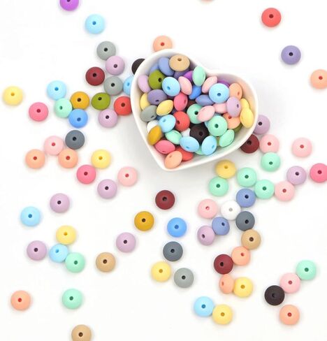 50PCS Heart Shape Silicone Beads, Square Heart Silicone Focal Beads, Colorful Spacer Silicone Beads for Keychain Making, Loose Beads Bulk for Pens Jewelry DIY Handicrafts Necklace Bracelet Accessories in Saudi Arabia