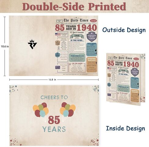 Funny 85th Birthday Card for Women Men, Retro Birthday Gifts for 85 Year Old Woman Man, 85th Bday Decorations for Grandpa Grandma in Kuwait