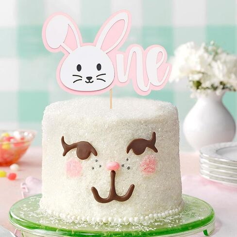 Some Bunny Is One Cake Topper - Bunny 1st Birthday Cake Smash Decorations, Easter Birthday Party Supplies for Girls, Boys, Baby Shower (Pink) in Saudi Arabia