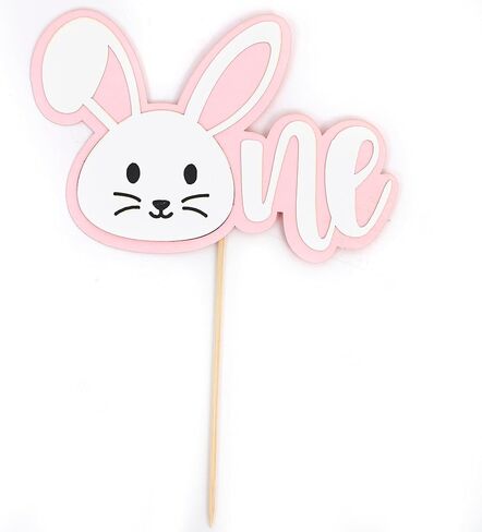 Some Bunny Is One Cake Topper - Bunny 1st Birthday Cake Smash Decorations, Easter Birthday Party Supplies for Girls, Boys, Baby Shower (Pink) in Saudi Arabia