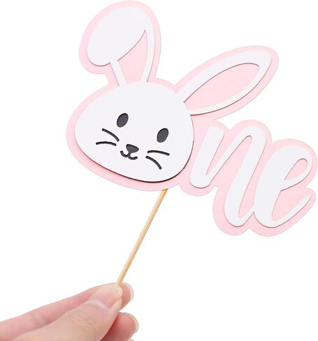 Some Bunny Is One Cake Topper - Bunny 1st Birthday Cake Smash Decorations, Easter Birthday Party Supplies for Girls, Boys, Baby Shower (Pink) in Saudi Arabia