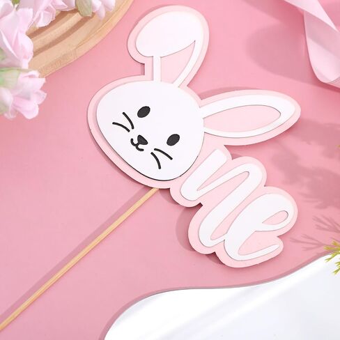Some Bunny Is One Cake Topper - Bunny 1st Birthday Cake Smash Decorations, Easter Birthday Party Supplies for Girls, Boys, Baby Shower (Pink) in Saudi Arabia