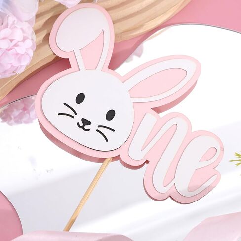 Some Bunny Is One Cake Topper - Bunny 1st Birthday Cake Smash Decorations, Easter Birthday Party Supplies for Girls, Boys, Baby Shower (Pink) in Saudi Arabia