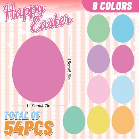Whaline 54Pcs Easter Bunny Cutouts Colorful Rabbit Shape Paper Cutting with 100Pcs Glue Points Spring Assorted Bulletin Board Decor for DIY Craft Art School Home Party Favor in Saudi Arabia