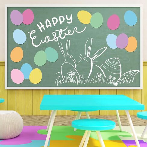 Whaline 54Pcs Easter Bunny Cutouts Colorful Rabbit Shape Paper Cutting with 100Pcs Glue Points Spring Assorted Bulletin Board Decor for DIY Craft Art School Home Party Favor in Saudi Arabia