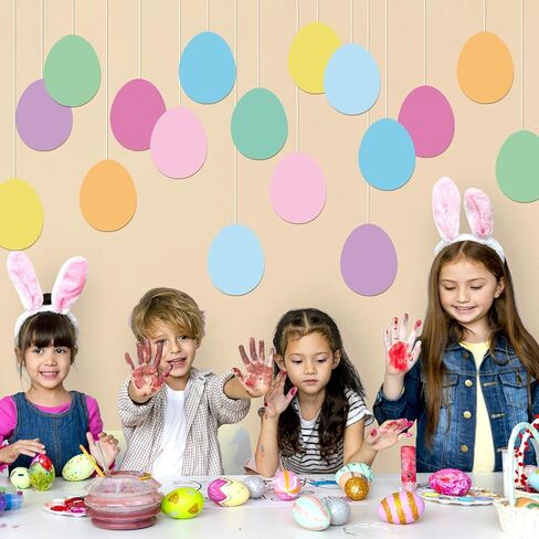 Whaline 54Pcs Easter Bunny Cutouts Colorful Rabbit Shape Paper Cutting with 100Pcs Glue Points Spring Assorted Bulletin Board Decor for DIY Craft Art School Home Party Favor in Saudi Arabia