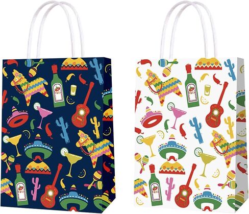 12 Pcs Fiesta Gift Bags Cinco De Mayo Birthday Party Favor Bags Mexican Themed Bridal Shower Party Supplies (4 styles) in Saudi Arabia