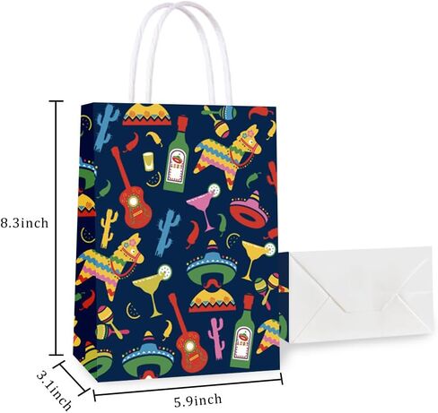 12 Pcs Fiesta Gift Bags Cinco De Mayo Birthday Party Favor Bags Mexican Themed Bridal Shower Party Supplies (4 styles) in Saudi Arabia