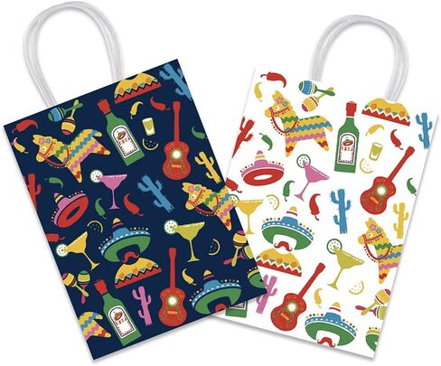 12 Pcs Fiesta Gift Bags Cinco De Mayo Birthday Party Favor Bags Mexican Themed Bridal Shower Party Supplies (4 styles) in Saudi Arabia