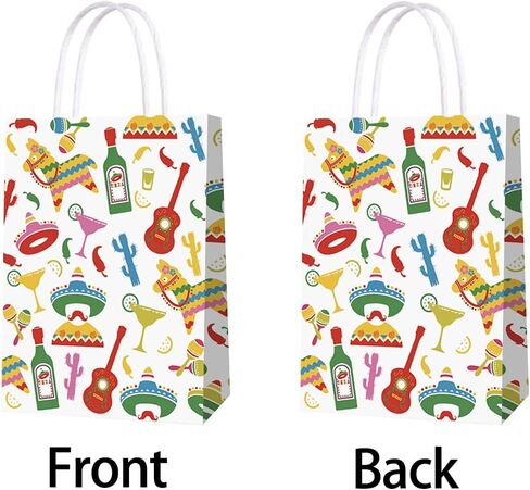 12 Pcs Fiesta Gift Bags Cinco De Mayo Birthday Party Favor Bags Mexican Themed Bridal Shower Party Supplies (4 styles) in Saudi Arabia