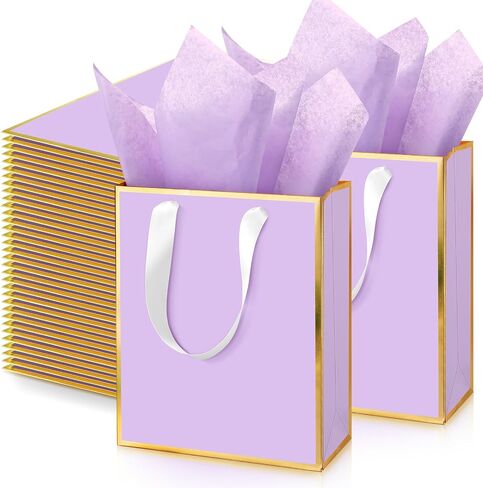Yeaqee 50 Pack Metallic Gift Bags with Handle and Tissue Paper for Wedding Graduation Holiday Bridesmaid Thank You 5 Senses Gift Bag for Her Him Birthday 9 x 7 x 3.15''(White and Gold) in Saudi Arabia