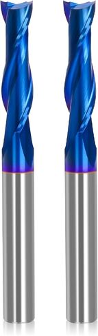 LUNYEE 2 PCS Downcut Spiral Router Bits 1/4 inch Shank, 1/4 inch Cutting Diameter Solid Carbide with Nano Blue Coating CNC Router Bits End Mill for Wood Carving, Cutting in Saudi Arabia