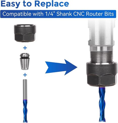 LUNYEE 2 PCS Downcut Spiral Router Bits 1/4 inch Shank, 1/4 inch Cutting Diameter Solid Carbide with Nano Blue Coating CNC Router Bits End Mill for Wood Carving, Cutting in Saudi Arabia
