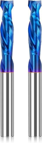 LUNYEE 2 PCS Downcut Spiral Router Bits 1/4 inch Shank, 1/4 inch Cutting Diameter Solid Carbide with Nano Blue Coating CNC Router Bits End Mill for Wood Carving, Cutting in Saudi Arabia