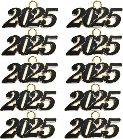 Xeahung 10 Pcs Alloy Year Charms 2025 Graduation Pendant 2025 Graduation Charms for Bracelets Graduation Tassel Earrings Keychain Jewelry Making Accessory DIY Crafting Wedding Decor in Kuwait
