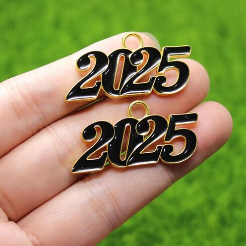 Xeahung 10 Pcs Alloy Year Charms 2025 Graduation Pendant 2025 Graduation Charms for Bracelets Graduation Tassel Earrings Keychain Jewelry Making Accessory DIY Crafting Wedding Decor in Kuwait
