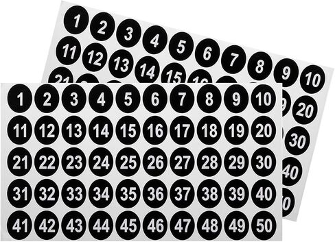uxcell 2 Sheets Round Number Stickers, 1-50 Vinyl Consecutive Number Labels Self-Adhesive Number Decal for Office Classroom Box Storage, Purple(1 inch Each) in Saudi Arabia