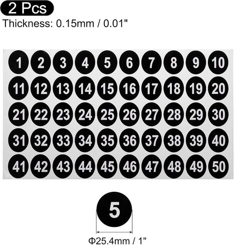 uxcell 2 Sheets Round Number Stickers, 1-50 Vinyl Consecutive Number Labels Self-Adhesive Number Decal for Office Classroom Box Storage, Purple(1 inch Each) in Saudi Arabia
