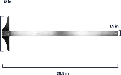 Pacific Arc 36 Inch T Square, Traditional Stainless Steel, Graduated Inch and Metric in Kuwait
