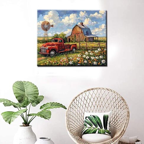 Tucocoo DIY Town Landscape Paint by Number for Adults Beginner Rustic Country Yard Painting by Numbers Paint Kits Canvas Gifts Arts Crafts for Home Wall Farmhouse Decor 16x20 Inch Without Frame in Saudi Arabia