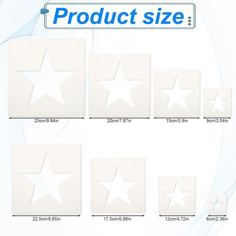 Giantree Star Stencil, 8Pcs Reusable Plastic Star Template for Drawing, Painting & Spraying on Wall, Wood, Fabric & More in Saudi Arabia