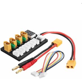 XT60 لوحة شاحن الشحن الموازية لبطاريات Lipo 3S 4S ، XT60 المكونات لكابل موصل الموز ، شاشة LED الجهد