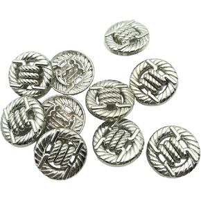 10pcs Antique Metal Shank Buttons,Vintage Gold Silver Buttons for Crafts Projects, Coat, Jackets, Twist Pattern Engraved Metal Sewing Buttons 25mm (Silver) PT2438