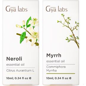 Gya Labs Neroli Essential Oil for Diffuser & Myrrh Oil for Skin Set - 100% Natural Aromatherapy Grade Essential Oils Set - 2x0.34 fl oz