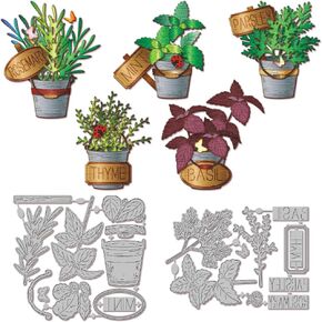 GLOBLELAND Bucket Plants Cutting Dies for DIY Scrapbooking Potted Plants Cut Dies for Card Making Embossing Photo Album Craft Decor