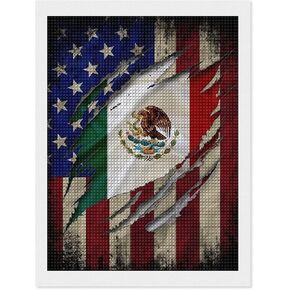 DVWivgy Diamond Painting Kits Mexican American Flag Diamond Art للبالغين أطفال الماس أطقم الطلاء الإكسسوارات الكاملة مجموعة الكريستال هدايا ديكور الجدار المنزل 12 × 16 بوصة