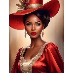 YEEIFFD Adult Diamond Art Painting Kits DIY 5D Portrait Diamond Painting, Victorian Women Lady Art Gemstone Art Painting Kits African Women DIY Adult Crafts for Home Decoration 12x16inch
