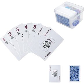 178 قطعة Mahjong Play Cards (Blue)-American & Chinese Style ، تشمل صندوق التخزين ، النرد ، مؤشر الرياح-المحمولة ، مقاومة للماء ، صديقة للسفر