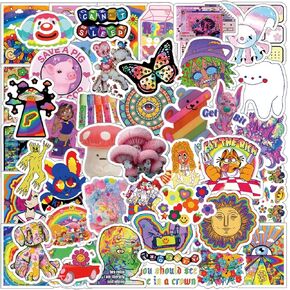 61pcs ملصقات ملصقات kidcore ، شارات ملصقات مقاومة للماء من الحجارة المخدرين للفيروس