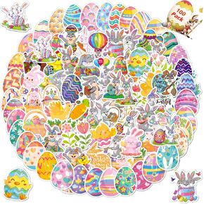 ملصقات عيد الفصح ، 100 pcs ملصقات عيد الفصح ثلاثية الأبعاد للأطفال ، ملصقات عيد الفصح اللطيفة ، ملصقات أرنب أرنب.