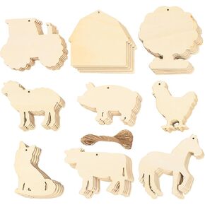 Farm Animals Wooden Cutouts 45pcs Farm Animal Wood Piece Rustic Wedding Decor Vintage Decor for Home Wooden Animals Christmas Door Hanger Craft Wood Graffiti Chips Wood Pieces
