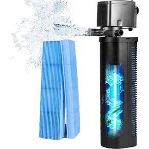 Hypool Aquarium U-V Filter 600GPH for Large 75-1000 Gallon Fish Tank Cold Plunge Tub Small Koi Pond w/Replacement Filters, Compatible with P-10F, CPF-025F, P10F-025F Water Polishing Media