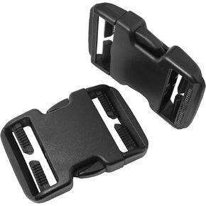 2PCS Dual End Quick Release Plastic Buckles 2 Inch Woven Straps for Outdoor Sports Backpacks, Anti Slip Release and Replacement, 50mm, Black